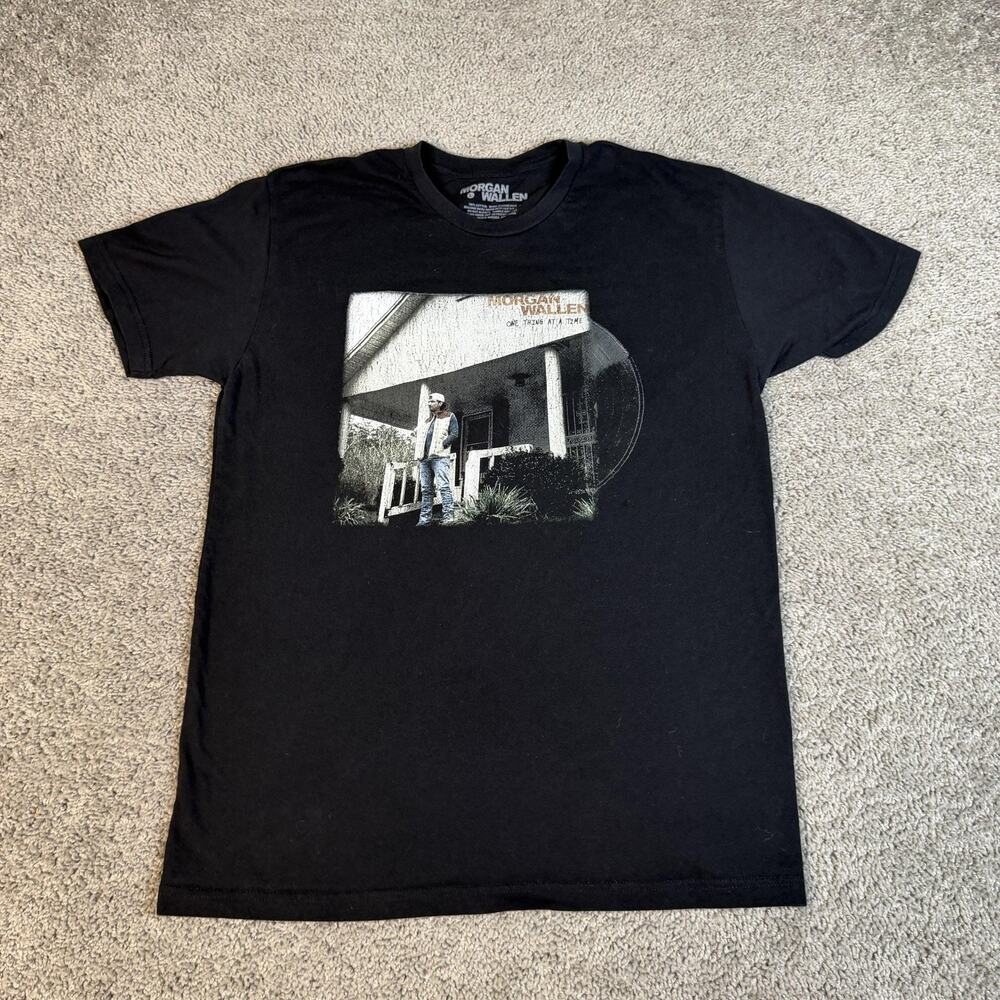 Morgan Wallen Shirt Mens L Black One Thing At A Time Back Tracklist Tour Graphic